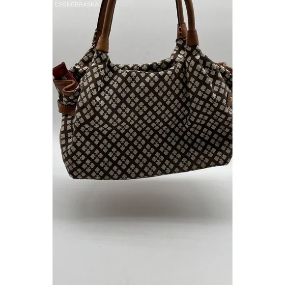 Kate Spade Brown/Cream/Scarlet Canvas, Leather Hobo Bag - Picture 4 of 12